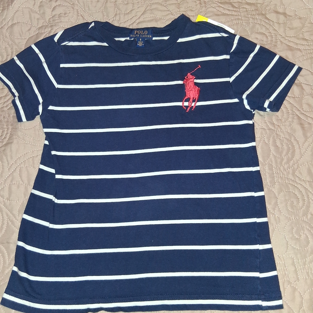 Polo by Ralph Lauren Kids Blue and White Striped Tee